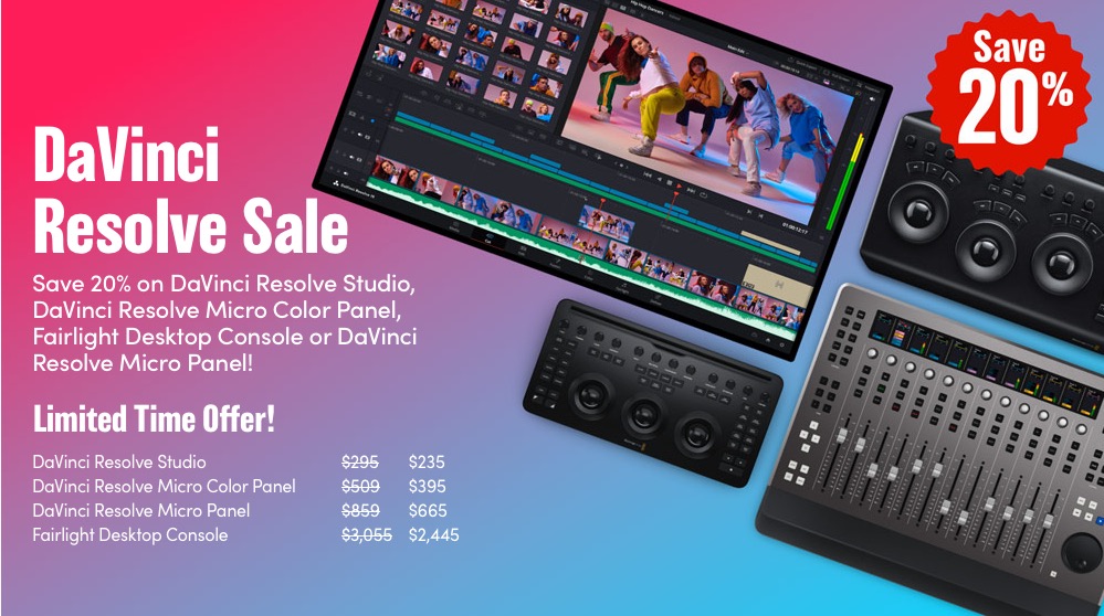 DaVinci Resolve Studio is 20% off in Blackmagic Design's limited time sale 5